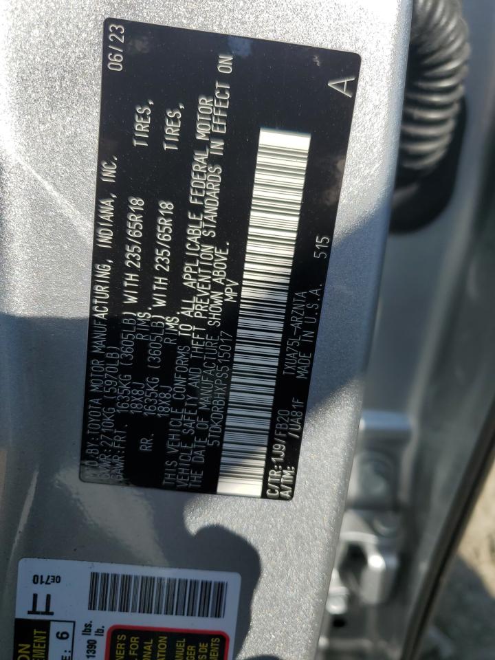 2023 TOYOTA HIGHLANDER L VIN:5TDKDRBHXPS515017