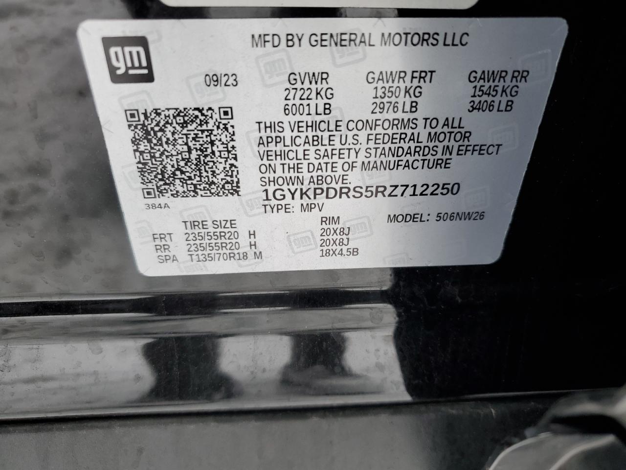 2024 CADILLAC XT6 PREMIUM LUXURY VIN:1GYKPDRS5RZ712250