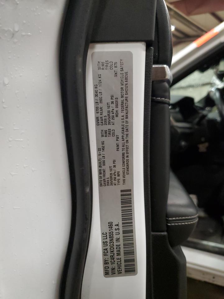 2022 JEEP GRAND CHEROKEE L OVERLAND VIN:1C4RJKDG3N8551460