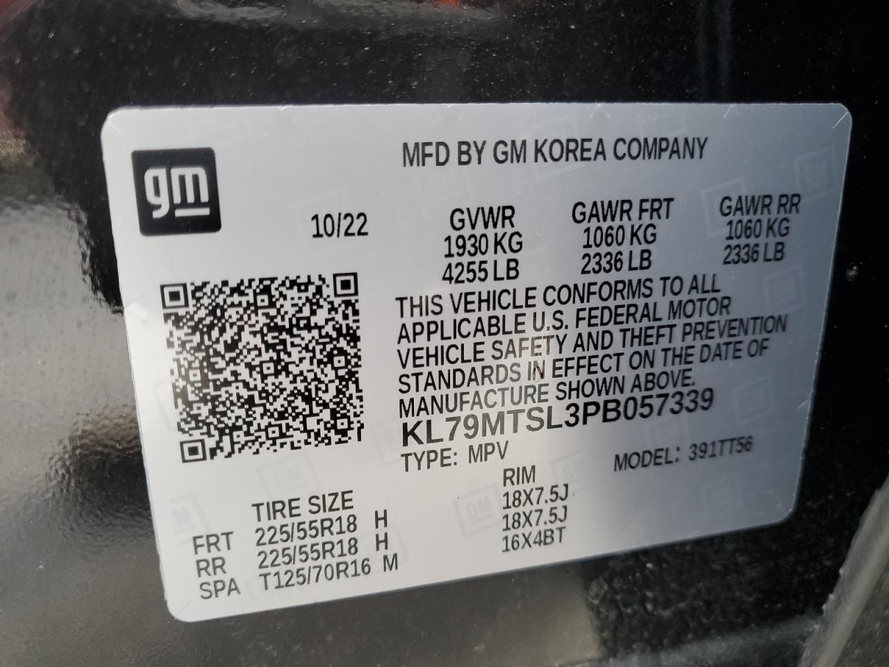 2023 CHEVROLET TRAILBLAZER RS VIN:KL79MTSL3PB057339