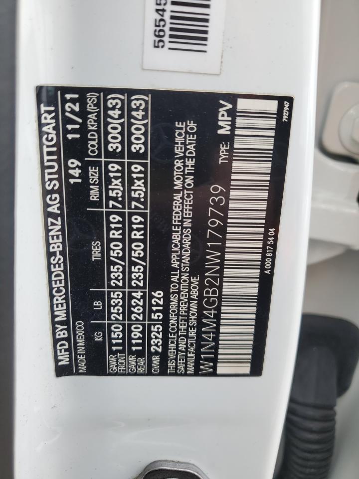 2022 MERCEDES-BENZ GLB 250 VIN:W1N4M4GB2NW179739