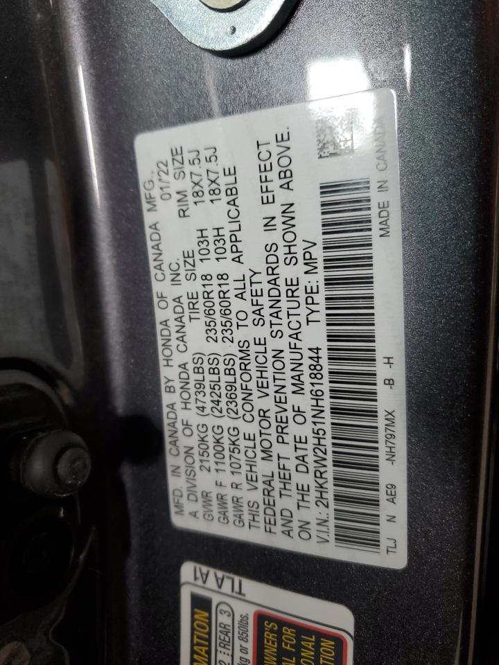2022 HONDA CR-V EX VIN:2HKRW2H51NH618844
