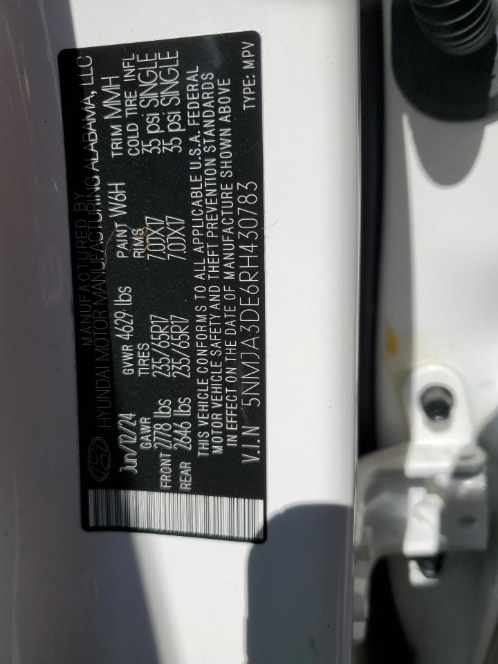 2024 HYUNDAI TUCSON SE VIN:5NMJA3DE6RH430783