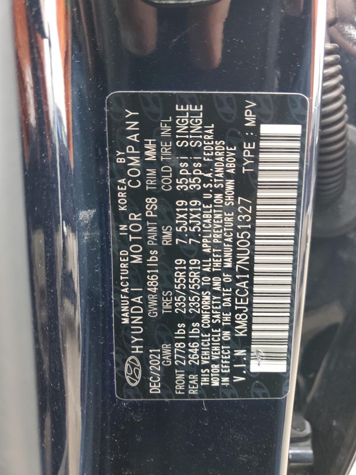 2022 HYUNDAI TUCSON LIMITED VIN:KM8JECA17NU051327