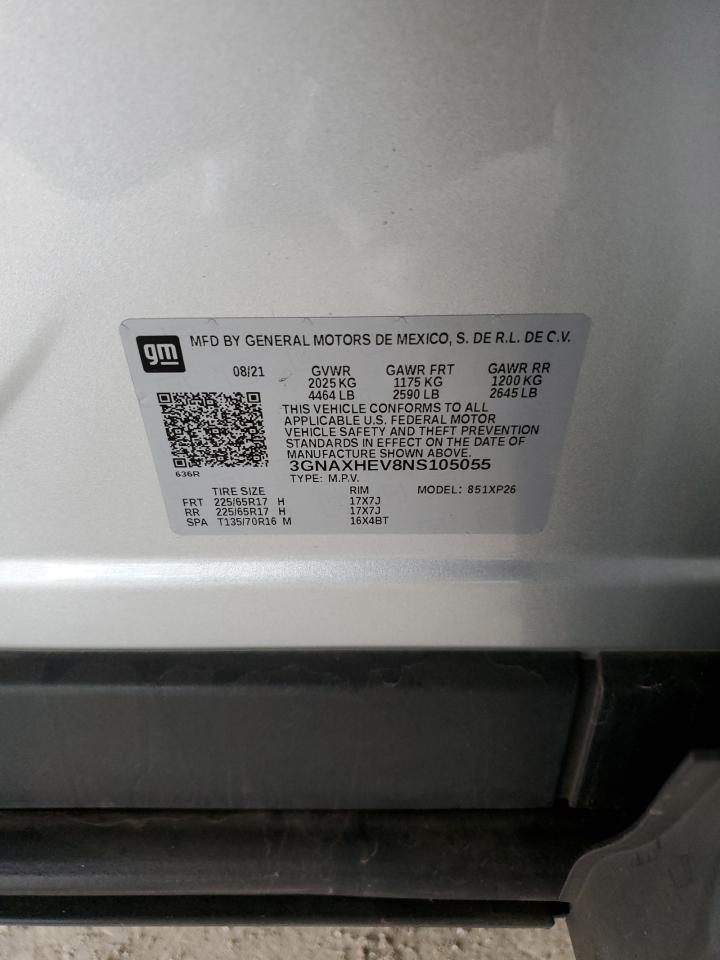 2022 CHEVROLET EQUINOX LS VIN:3GNAXHEV8NS105055