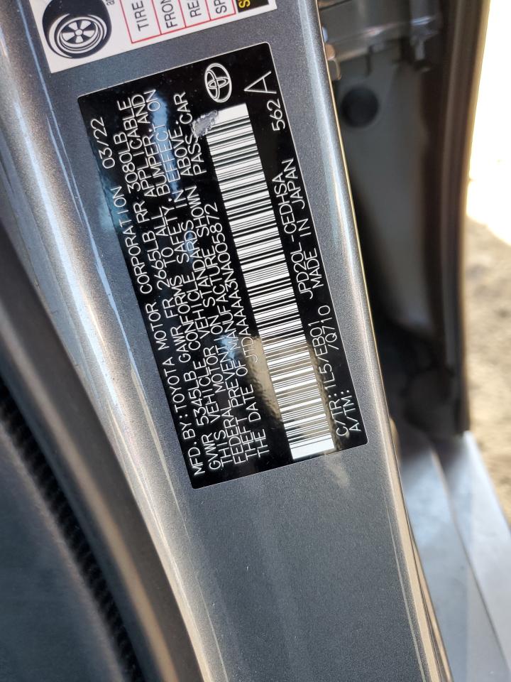 2022 TOYOTA MIRAI LE VIN:JTDAAAAA3NA005872