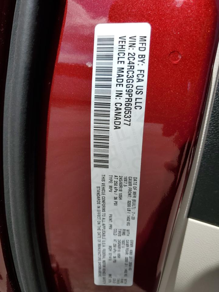 2023 CHRYSLER PACIFICA LIMITED VIN:2C4RC3GG9PR605377