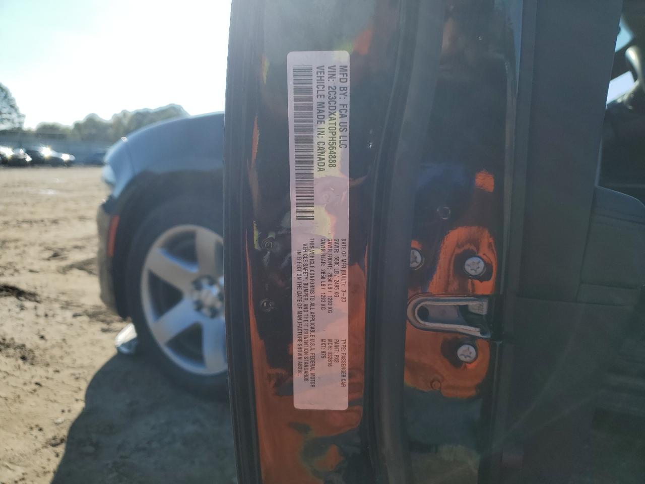 2023 DODGE CHARGER POLICE VIN:2C3CDXAT0PH564888