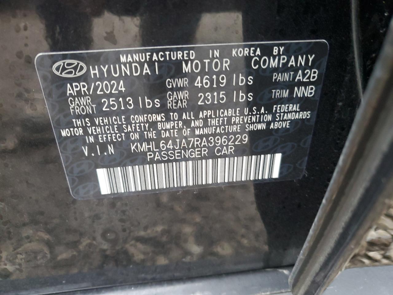 2024 HYUNDAI SONATA SEL VIN:KMHL64JA7RA396229