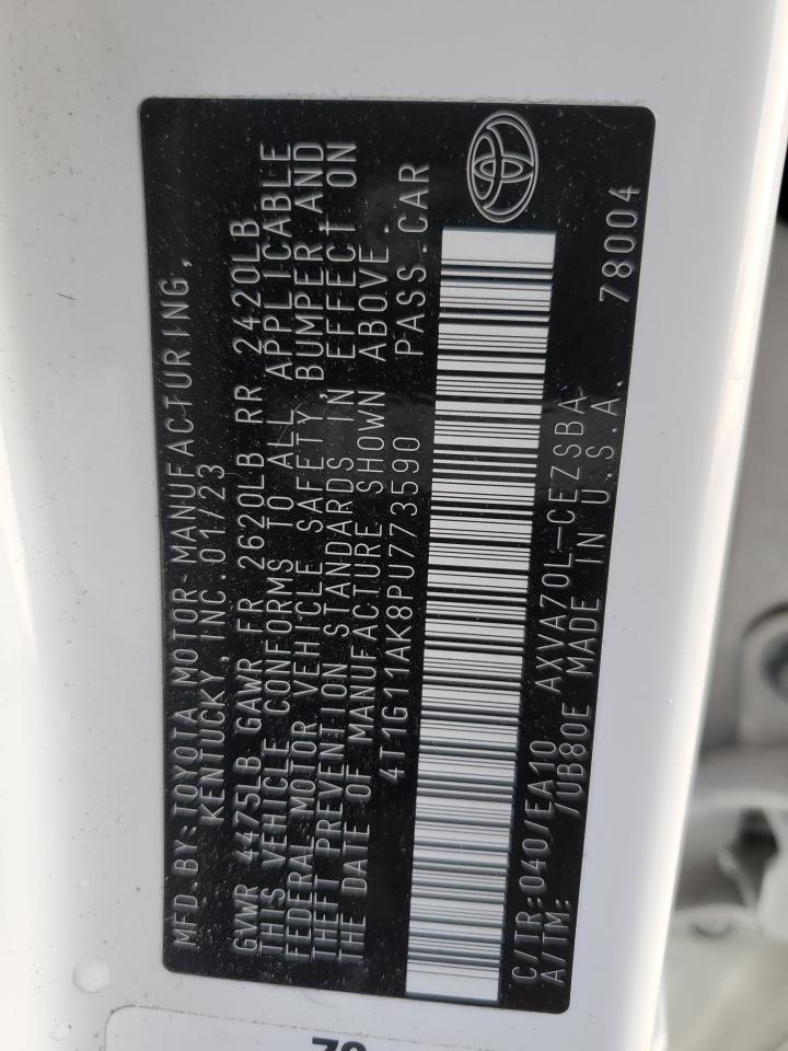 2023 TOYOTA CAMRY SE NIGHT SHADE VIN:4T1G11AK8PU773590
