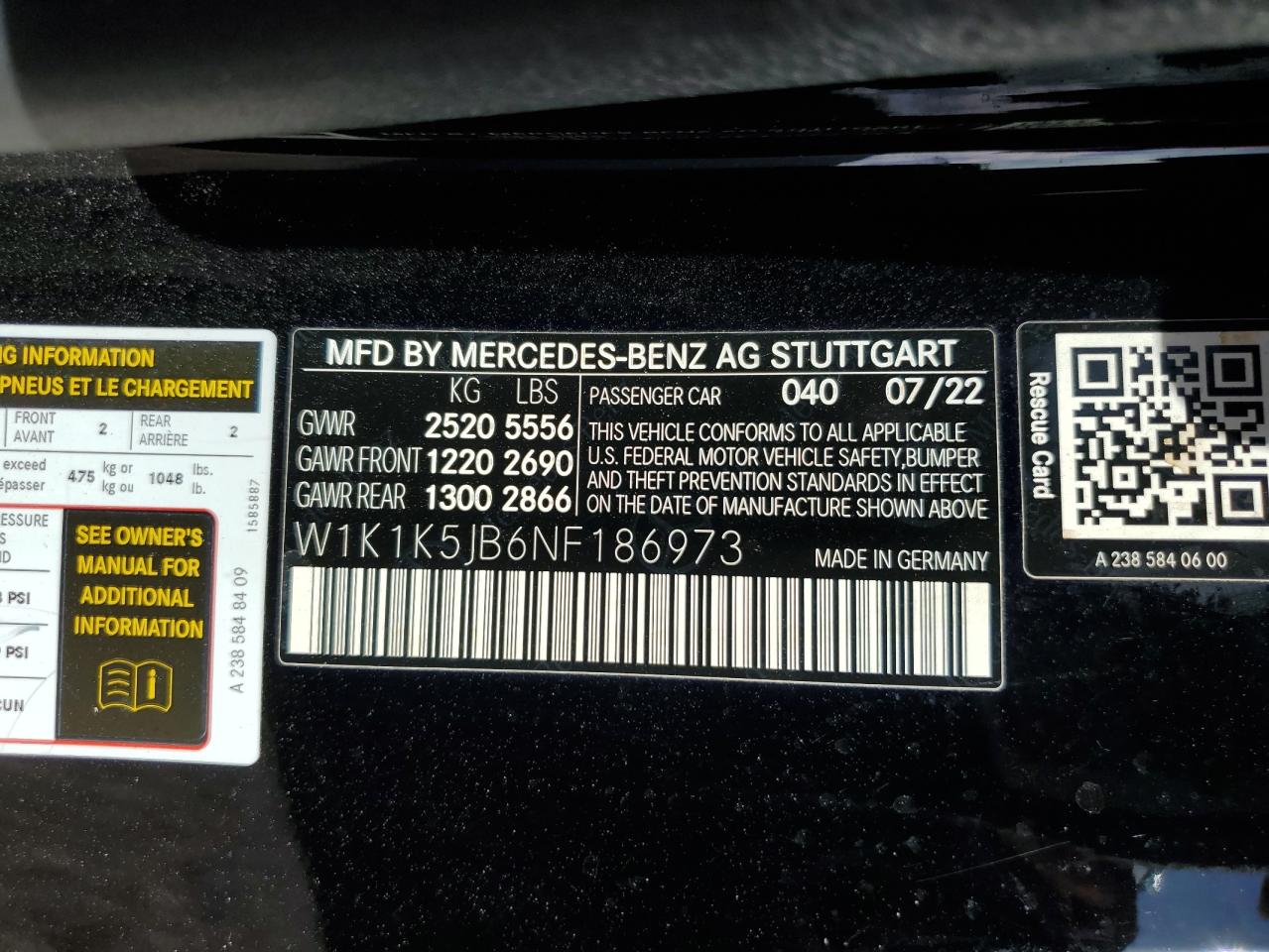 2022 MERCEDES-BENZ E 450 VIN:4JGCB65E58A082811