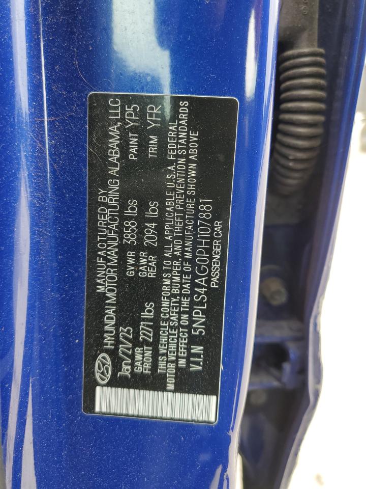 2023 HYUNDAI ELANTRA SEL VIN:5NPLS4AG0PH107881