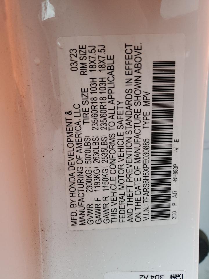 2023 HONDA CR-V SPORT VIN:7FARS6H5XPE030885