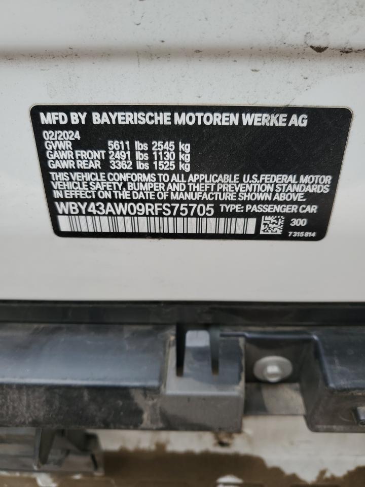 2024 BMW I4 EDRIVE 35 VIN:WBY43AW09RFS75705