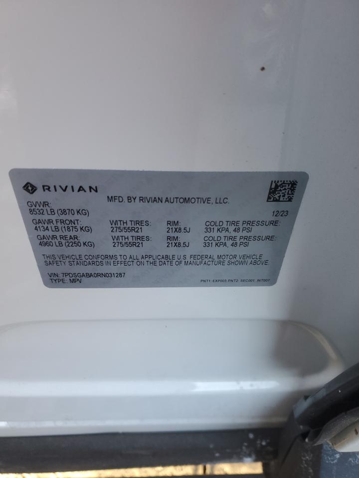 2024 RIVIAN R1S ADVENTURE VIN:7PDSGABA0RN031287