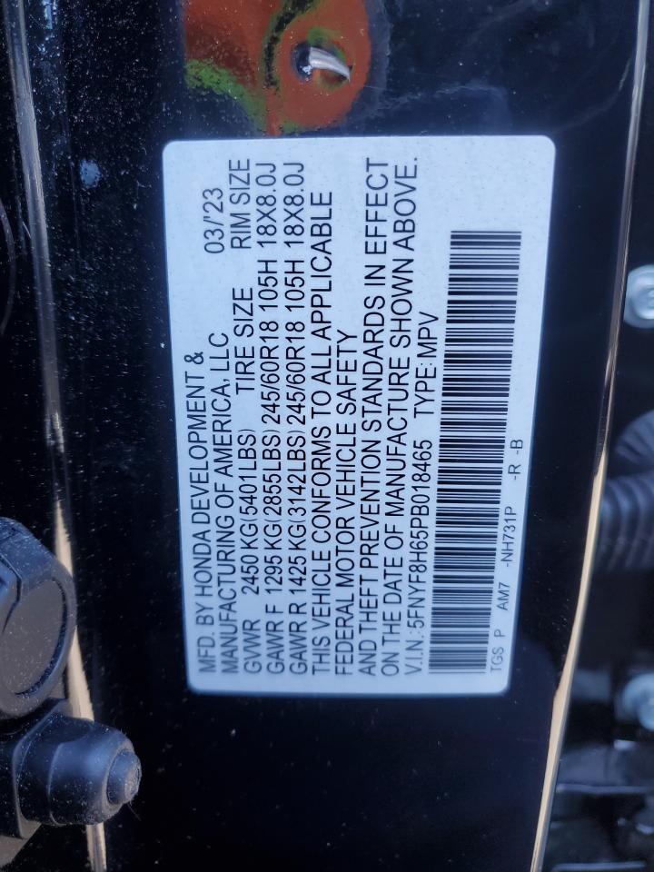 2023 HONDA PASSPORT TRAIL SPORT VIN:5FNYF8H65PB018465