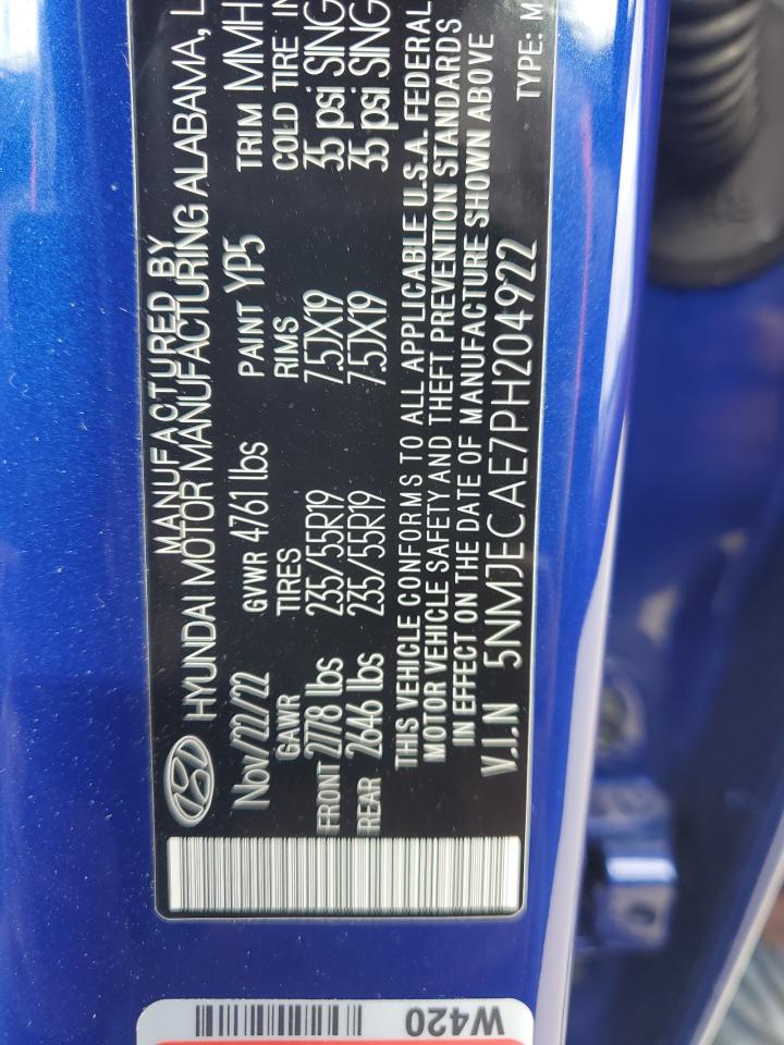 2023 HYUNDAI TUCSON LIMITED VIN:5NMJECAE7PH204922