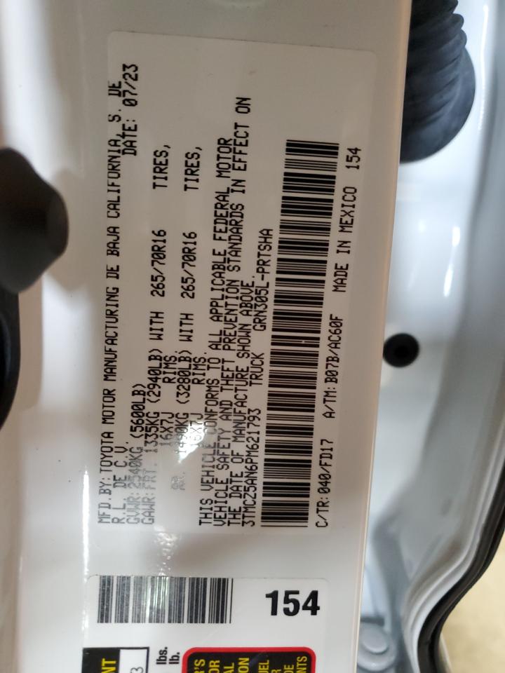 2023 TOYOTA TACOMA DOUBLE CAB VIN:3TMCZ5AN6PM621793