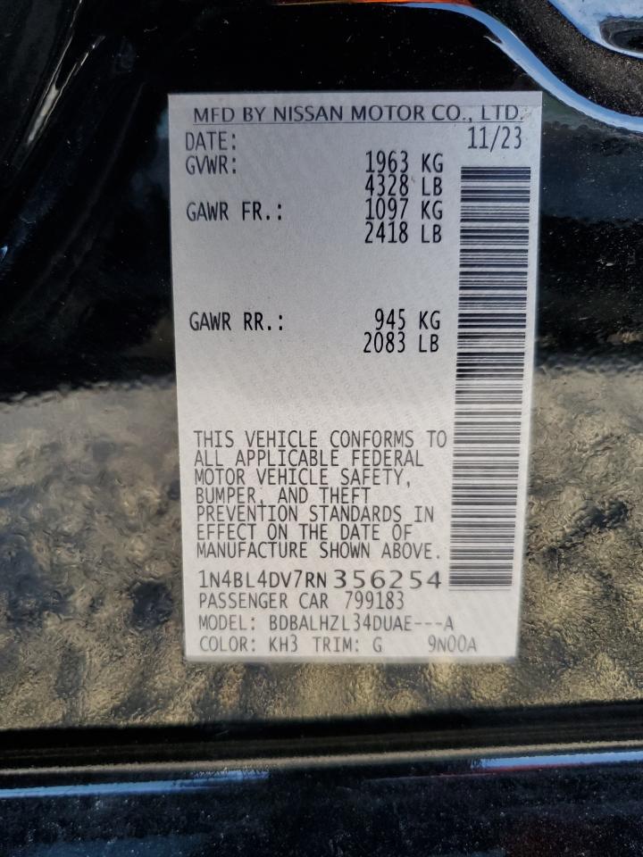 2024 NISSAN ALTIMA SV VIN:1N4BL4DV7RN356254