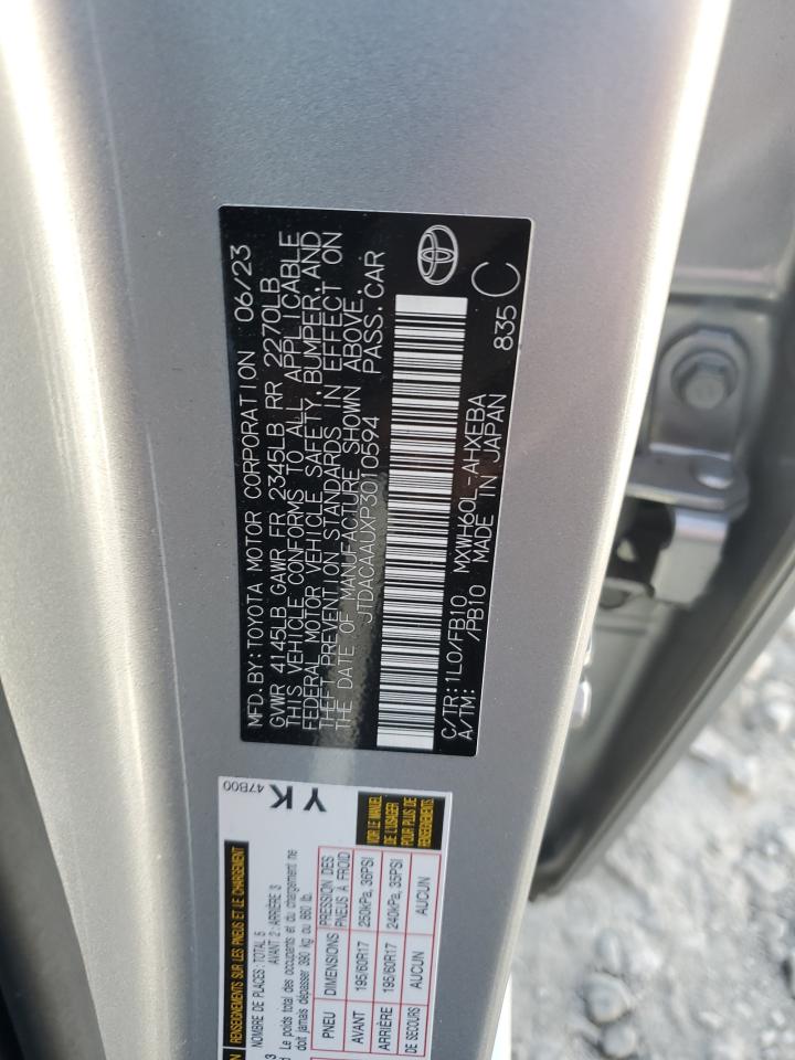 2023 TOYOTA PRIUS LE VIN:JTDACAAUXP3010594