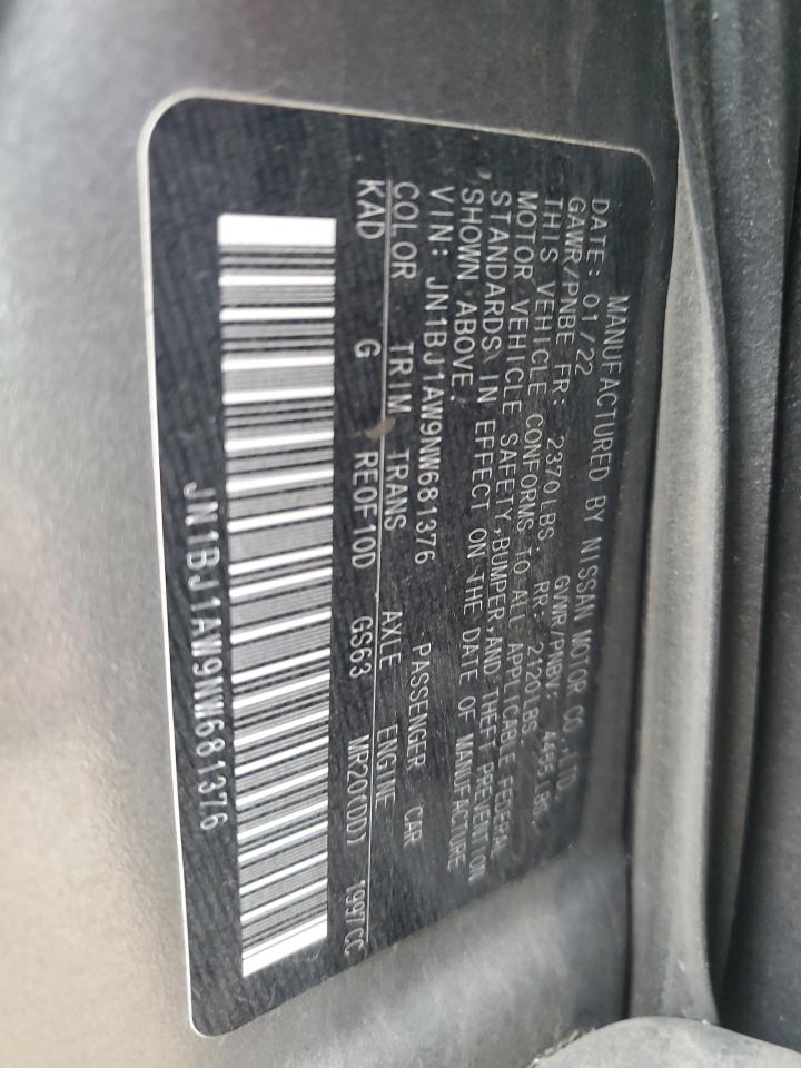 2022 NISSAN ROGUE SPORT S VIN:JN1BJ1AW9NW681376