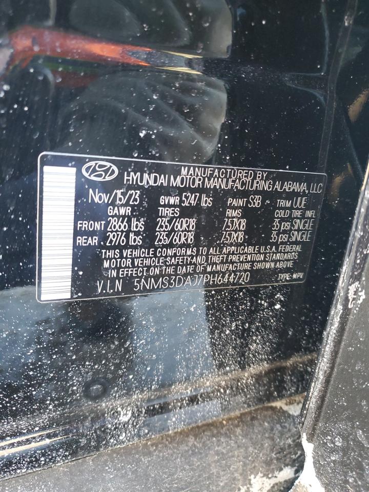 2023 HYUNDAI SANTA FE SEL PREMIUM VIN:5NMS3DAJ7PH644720