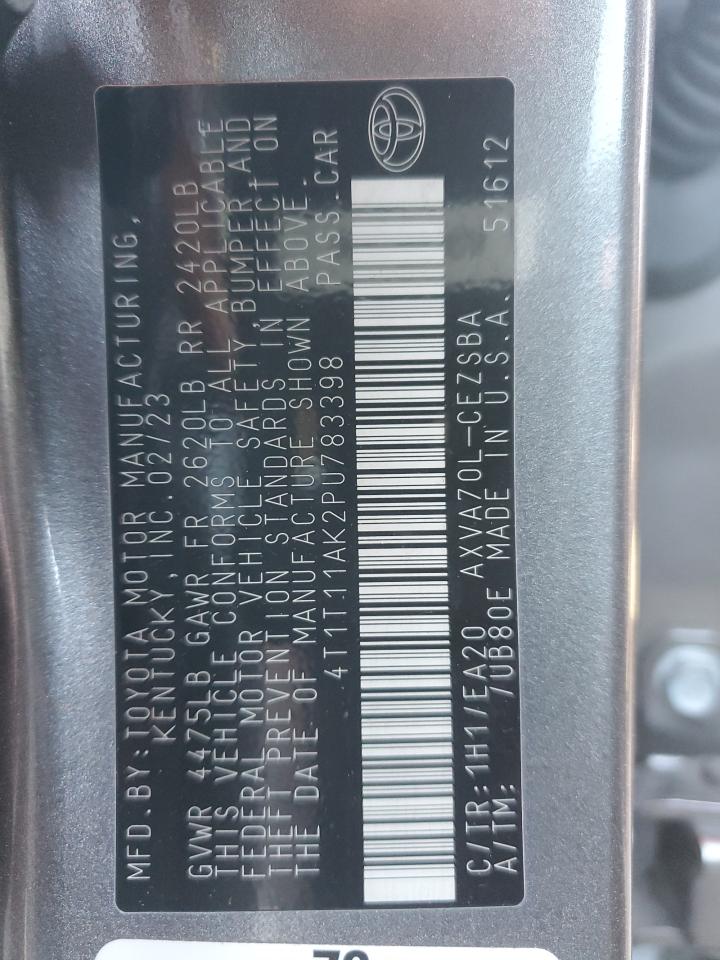 2023 TOYOTA CAMRY SE NIGHT SHADE VIN:4T1T11AK2PU783398