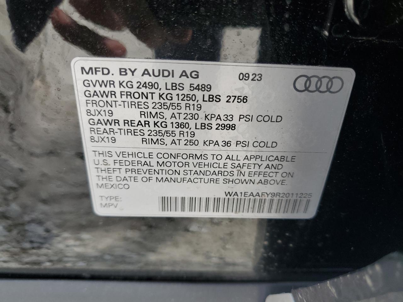 2024 AUDI Q5 PREMIUM PLUS 45 VIN:WA1EAAFY9R2011225