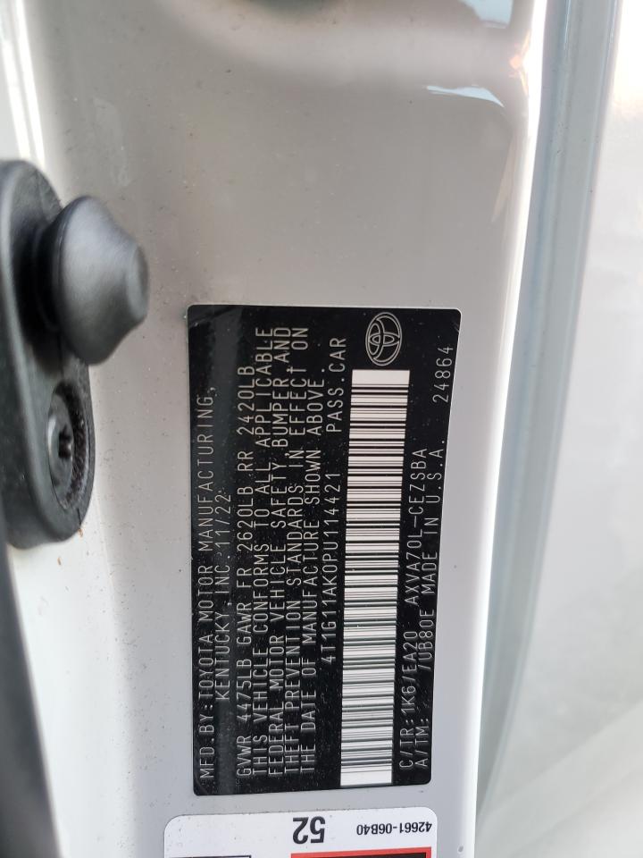 2023 TOYOTA CAMRY SE NIGHT SHADE VIN:4T1G11AK0PU114421