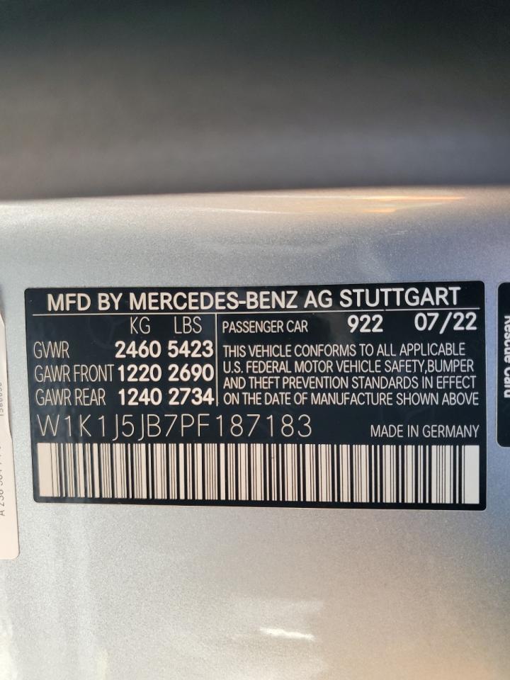 2023 MERCEDES-BENZ E 450 VIN:W1K1J5JB7PF187183