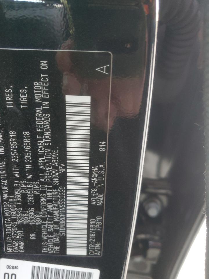 2022 TOYOTA HIGHLANDER HYBRID XLE VIN:5TDHBRCH1NS550220