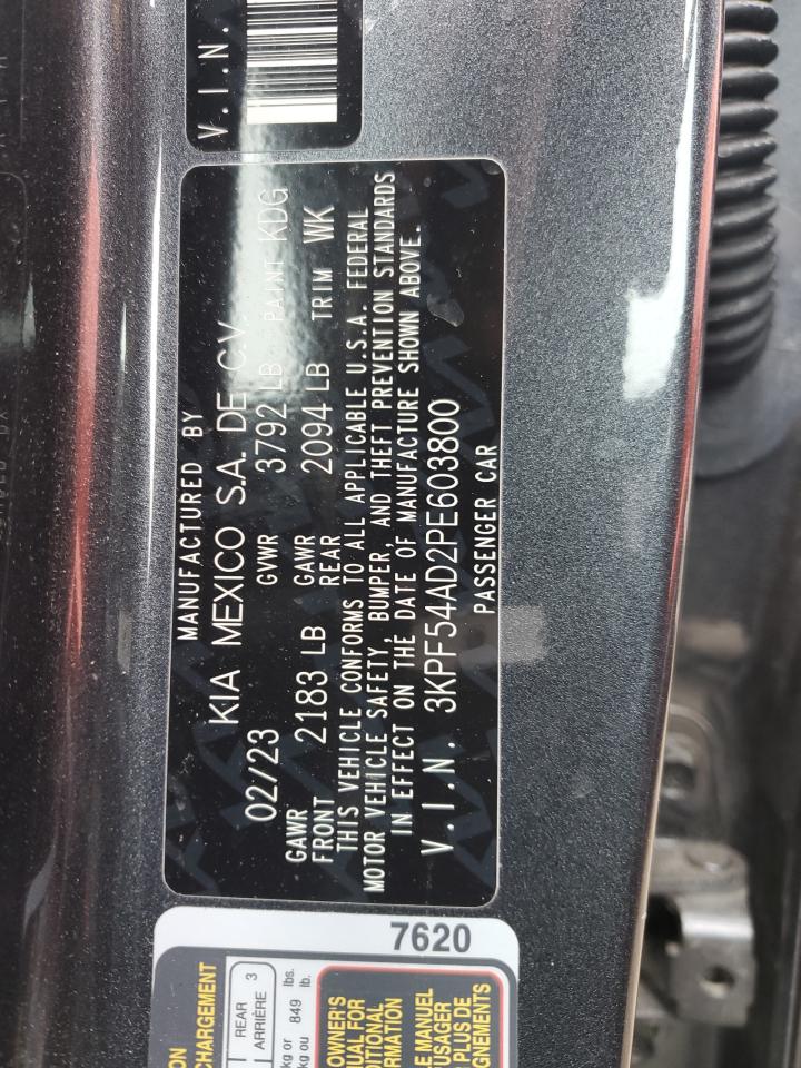 2023 KIA FORTE GT LINE VIN:3KPF54AD2PE603800