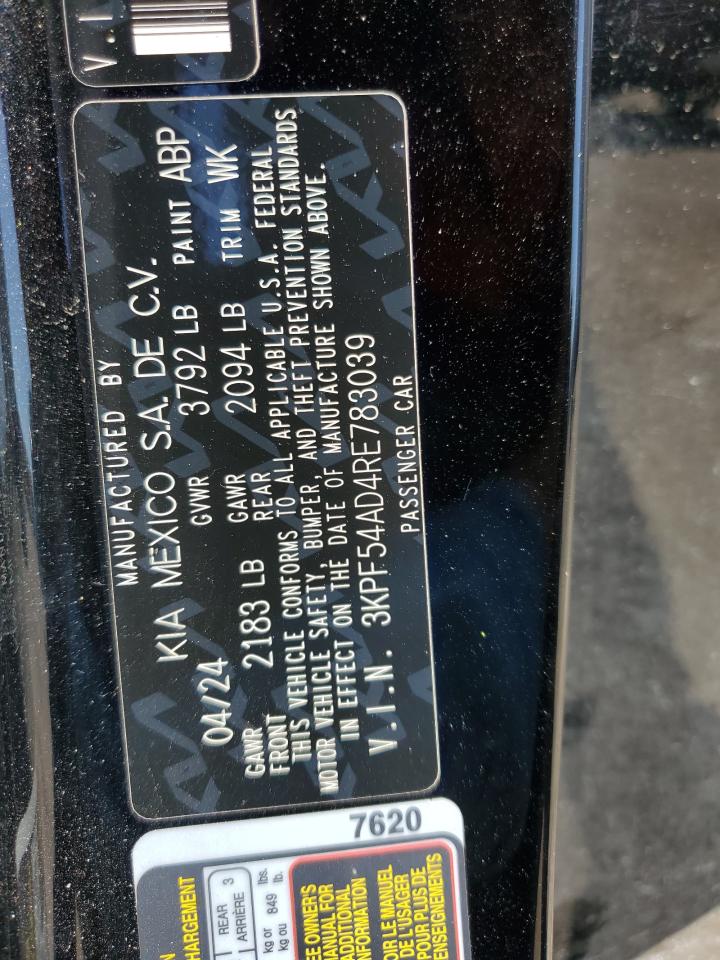 2024 KIA FORTE GT LINE VIN:3KPF54AD4RE783039