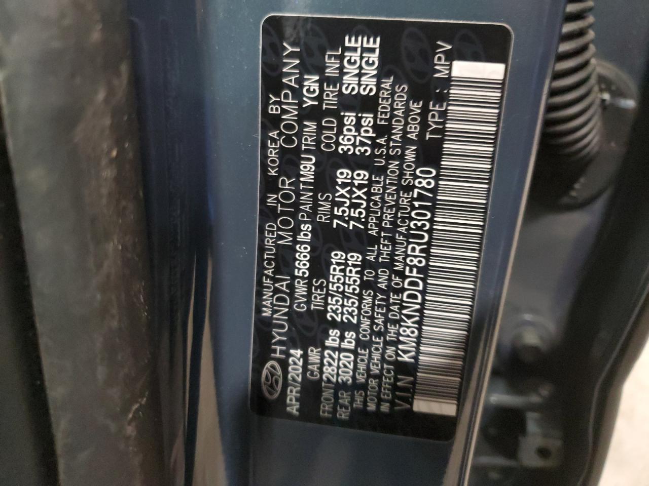 2024 HYUNDAI IONIQ 5 SEL VIN:KM8KNDDF8RU301780