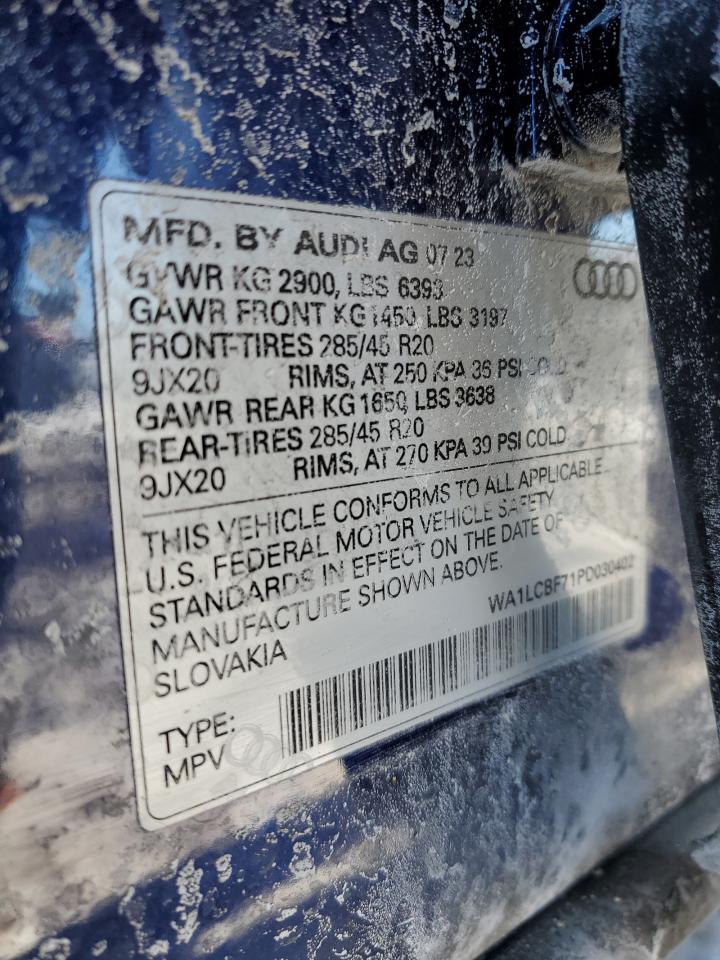 2023 AUDI Q7 PREMIUM PLUS VIN:WA1LCBF71PD030402