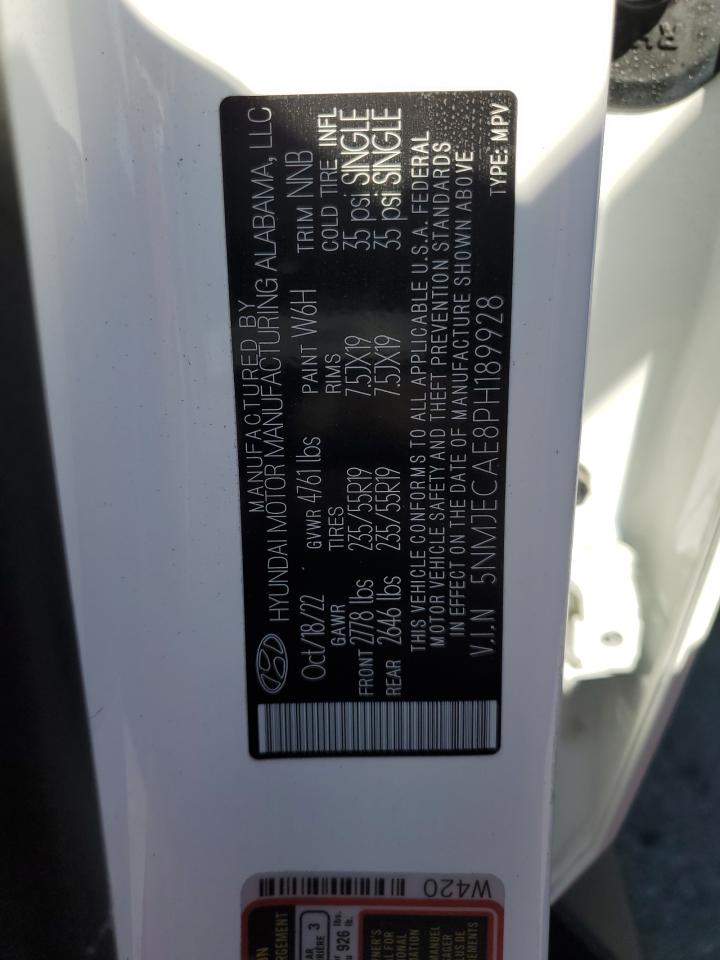 2023 HYUNDAI TUCSON LIMITED VIN:5NMJECAE8PH189928