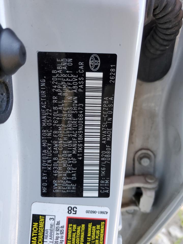 2022 TOYOTA CAMRY XSE VIN:4T1K61BK9NU066473