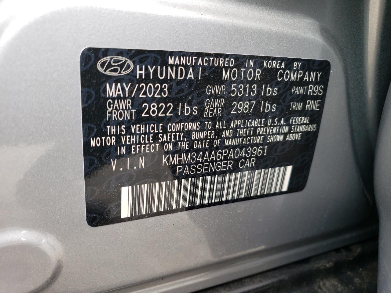 2023 HYUNDAI IONIQ 6 SEL VIN:KMHM34AA6PA043961