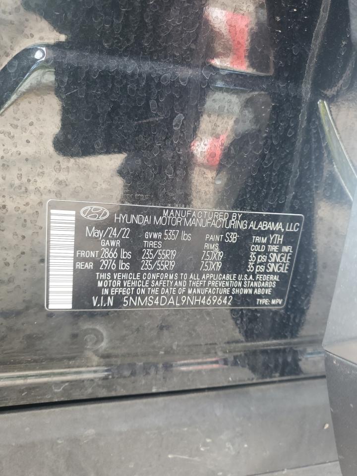 2022 HYUNDAI SANTA FE LIMITED VIN:5NMS4DAL9NH469642