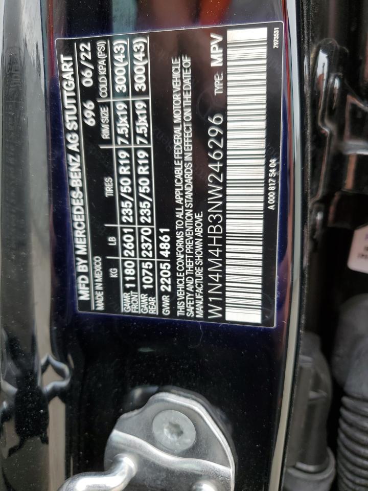 2022 MERCEDES-BENZ GLB 250 4MATIC VIN:W1N4M4HB3NW246296