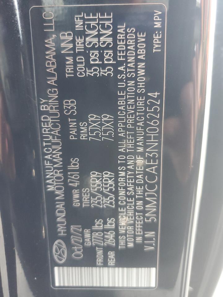 2022 HYUNDAI TUCSON SEL VIN:5NMJCCAE3NH062524