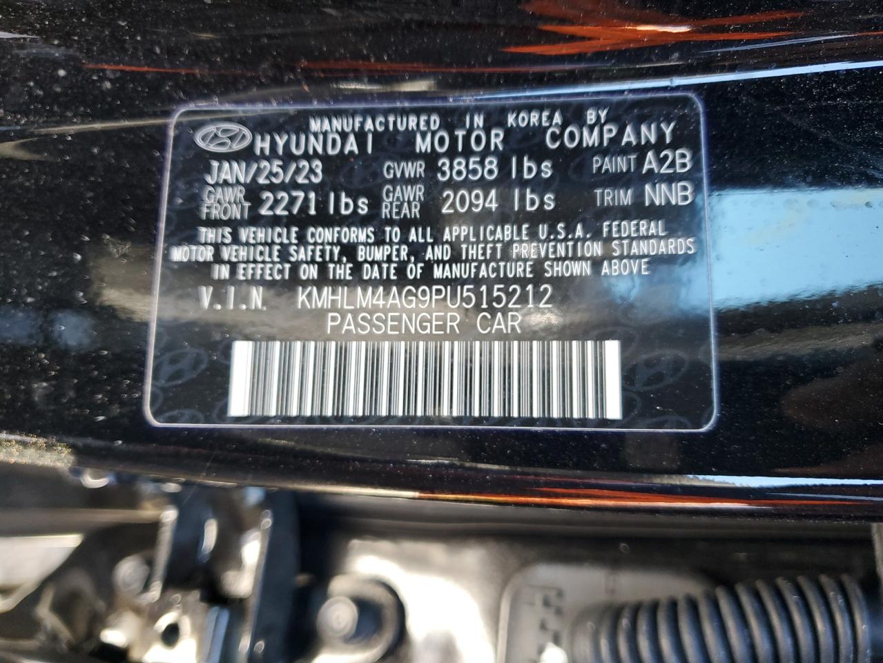 2023 HYUNDAI ELANTRA SEL VIN:KMHLM4AG9PU515212