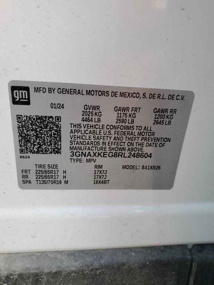 2024 CHEVROLET EQUINOX LT VIN:3GNAXKEG8RL248604