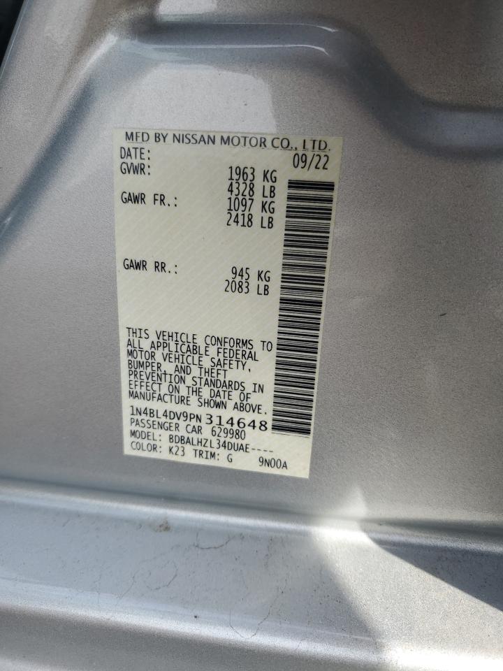 2023 NISSAN ALTIMA SV VIN:1N4BL4DV9PN314648