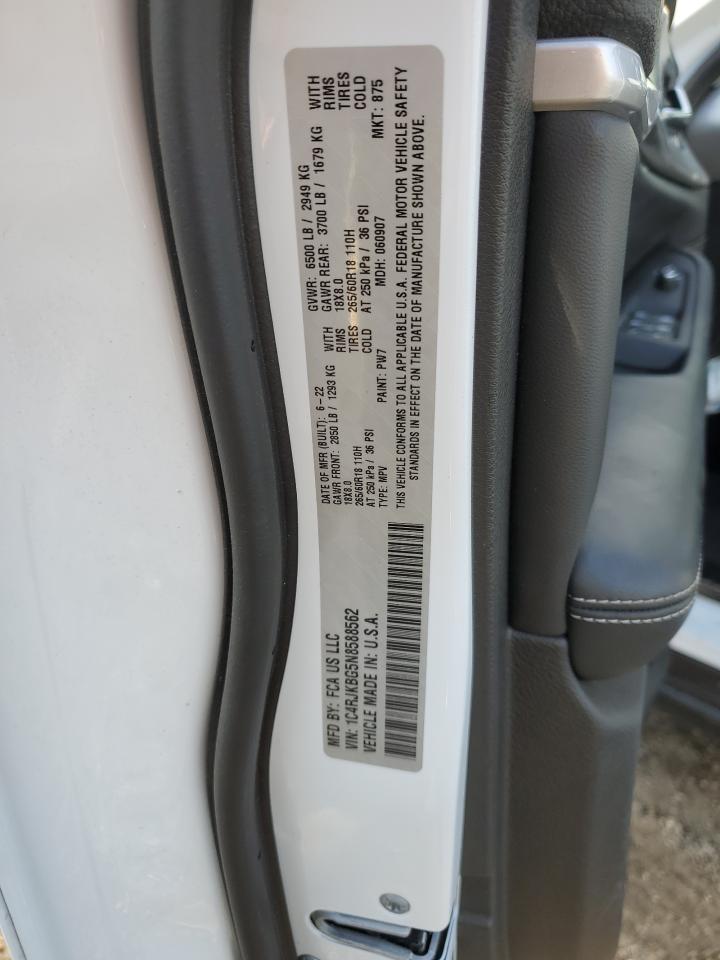 2022 JEEP GRAND CHEROKEE L LIMITED VIN:1C4RJKBG5N8588562