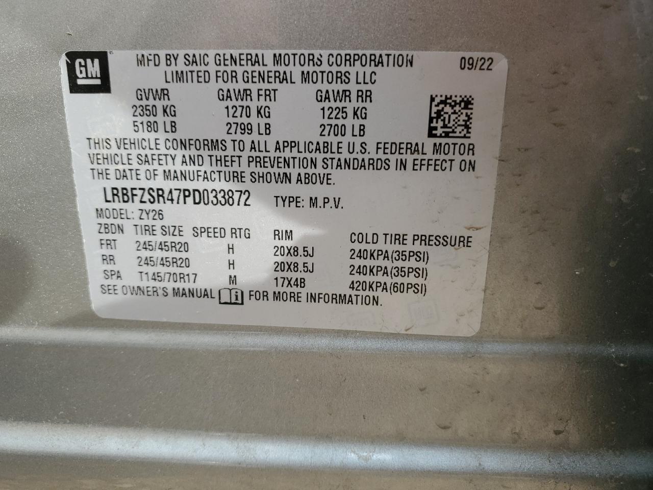 2023 BUICK ENVISION AVENIR VIN:LRBFZSR47PD033872