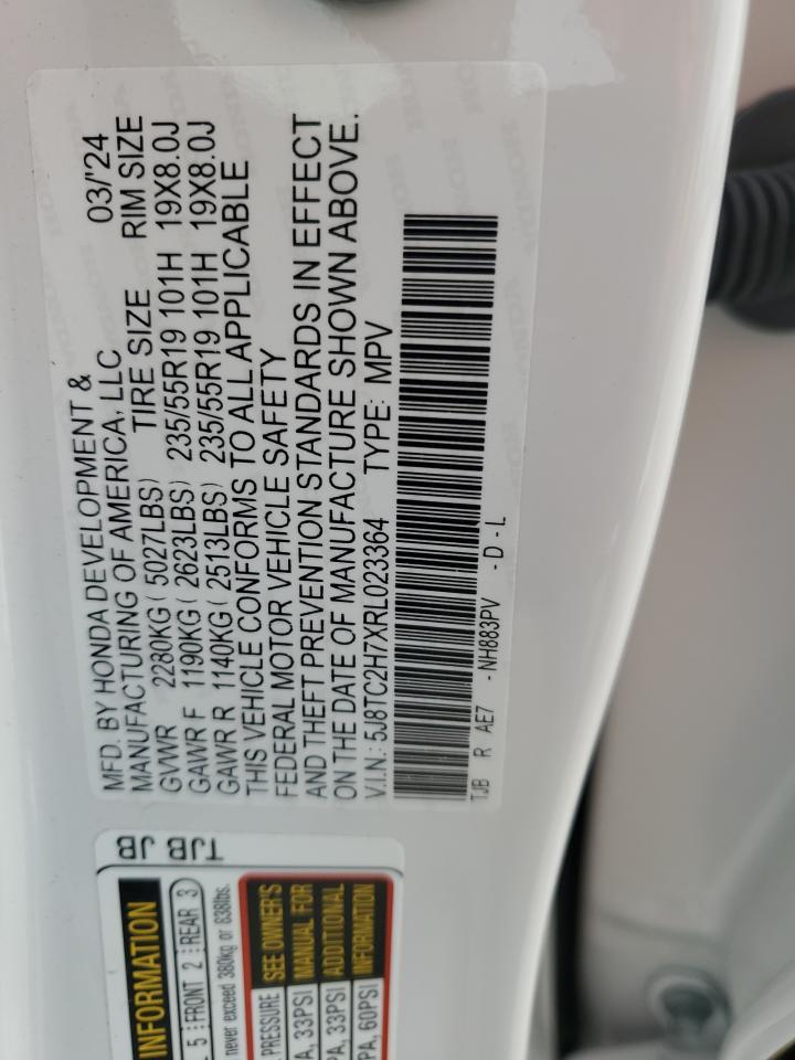 2024 ACURA RDX ADVANCE VIN:5J8TC2H7XRL023364