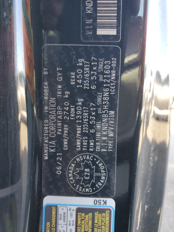 2022 KIA CARNIVAL LX VIN:KNDNB5H38N6121603