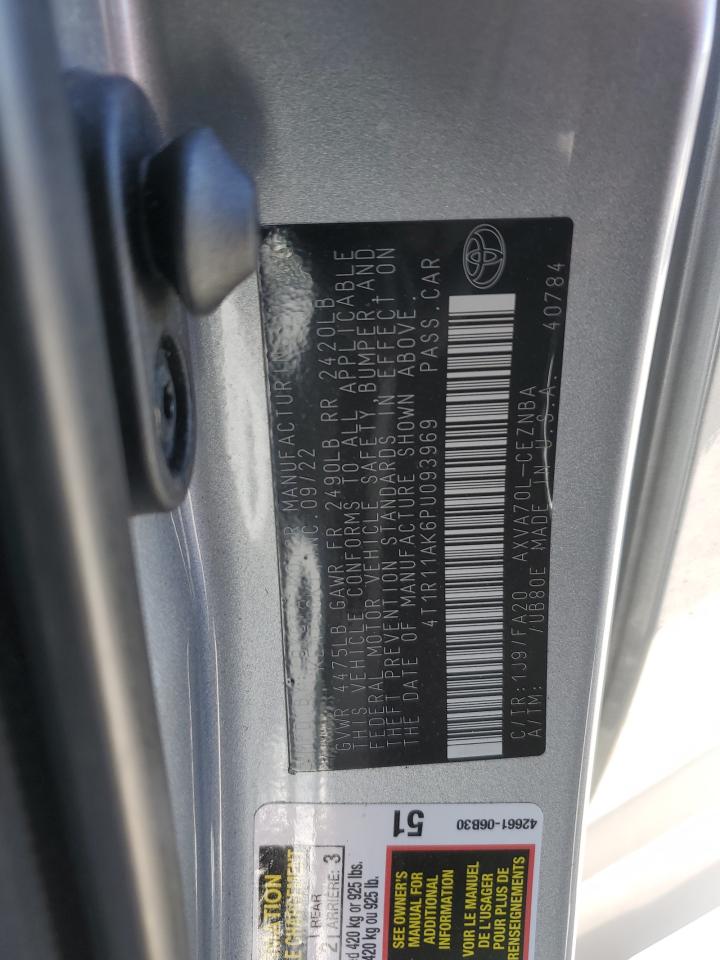2023 TOYOTA CAMRY LE VIN:4T1R11AK6PU093969