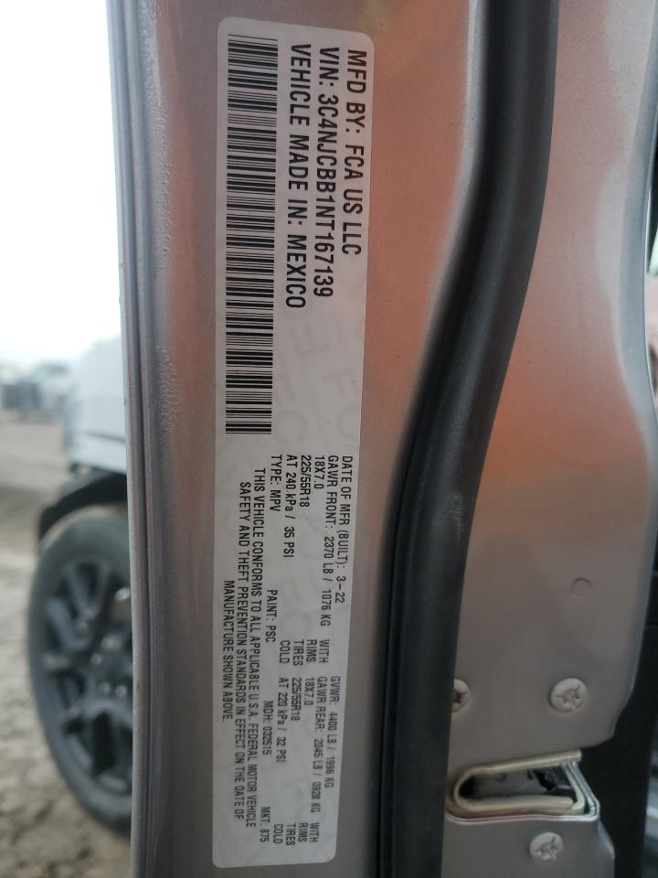 2022 JEEP COMPASS LATITUDE VIN:3C4NJCBB1NT167139